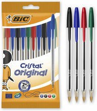 Cargar imagen en el visor de la galería, BIC Cristal Bolígrafos Original Pack 10 en bolsa Elegir Azul (1.0 mm) / Negro (1.0mm) / Multicolor (1.6mm) / 4 Colores (0.8mm)
