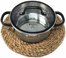 Cargar imagen en el visor de la galería, 4x Salvamantel Mimbre Redondo, 20, 25, 30, 35 cm, manteles de mesa individuales