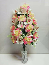 Cargar imagen en el visor de la galería, Ramo de Flores rosas + Orquídeas Artificiales Cementerio Mesa Decoración Boda