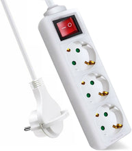 Cargar imagen en el visor de la galería, Regleta con 3/4/5 enchufes y interruptor cable de 1,5 m, Enchufe en ángulo plano