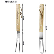 Cargar imagen en el visor de la galería, Juego barbacoa 3 utensilios de cocina kit de tenedor, pinza y espátula de acero