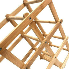 Cargar imagen en el visor de la galería, Botellero de bambu para 6 botellas, estantería de madera para vino, 56x17x37 cm