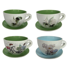 Cargar imagen en el visor de la galería, Taza Macetero con Plato de Céramica Para Plantas Decoracion Jardin Casa