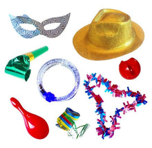 Cargar imagen en el visor de la galería, Bolsas de Cotillon fin año nochevieja completo sombrero pulsera luz accesorios