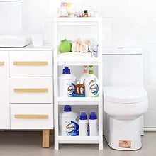 Cargar imagen en el visor de la galería, Mueble de Baño Estantería plástico de almacenamiento 4 niveles con gancho 35,5 x 23 x 100 cm