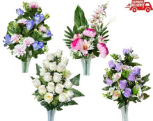 Cargar imagen en el visor de la galería, Ramo de Flores Lily Artificiales Cementerio Mesa Decoración Boda 14 tenedores