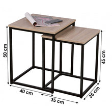 Cargar imagen en el visor de la galería, Juego de 2 Mesas Auxiliares Nido Cuatrados de Madera Diseño Intustrial de Salón