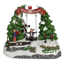 Cargar imagen en el visor de la galería, Escena Columpio Decoracion de Navidad Con Luz y Movimiento 23 x 18 cm
