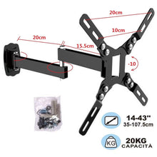 Cargar imagen en el visor de la galería, Soporte de TV o Monitor 14-43" con Brazo Máx Vesa 20X20cm Giratoria Inclinable