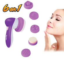Cargar imagen en el visor de la galería, Masajeador cara facial electrico facil uso limpiador cuiado con cepillo 6 en 1