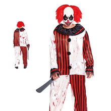 Cargar imagen en el visor de la galería, Disfraz Payaso Asesino Clown Rayas Rojas Hombre Adulto Halloween Carnaval Teatro