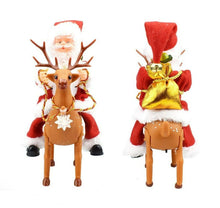 Cargar imagen en el visor de la galería, Santa Claus Papá Noel en reno con músuca movimiento y luz figura Navidad belen