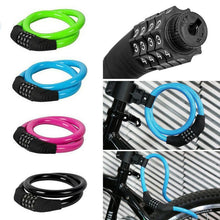 Cargar imagen en el visor de la galería, Cerradura candado bici moto combinacion numero lock contrase;a 4 digitos 1x60 cm