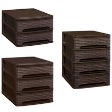 Cargar imagen en el visor de la galería, Cajonera de Plástico Stylo Blanco Linea / Wengué Decoración Bambú Hogar Oficina