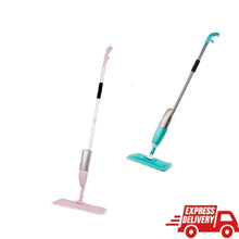 Cargar imagen en el visor de la galería, Escoba mopa + spray, rosa y azul color, limpieza hogar suelo microfibra 120 cm