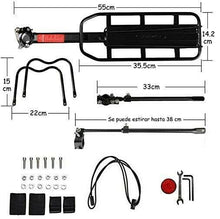 Cargar imagen en el visor de la galería, Portaequipaje trasero para bicicleta, Transportin de bicicleta, Soporte de parrilla trasero aluminio para bici