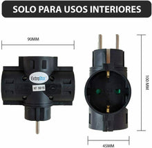 Cargar imagen en el visor de la galería, PACK 2 Ladrones Adaptadores Triple Schuko 16 A 250v 3680W