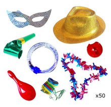 Cargar imagen en el visor de la galería, Bolsas de Cotillon fin año nochevieja completo sombrero pulsera luz accesorios