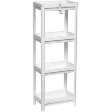 Cargar imagen en el visor de la galería, Mueble de Baño Estantería plástico de almacenamiento 4 niveles con gancho 35,5 x 23 x 100 cm