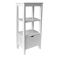 Cargar imagen en el visor de la galería, Mueble de Baño con 1 Cajon Bajo + 3 Estantes (2 compartimentos) de Madera Pino Natural Blanco Para