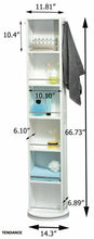 Cargar imagen en el visor de la galería, Meuble colonne de salle de bain rotatif - 6 étagères miroir 2 cintres
