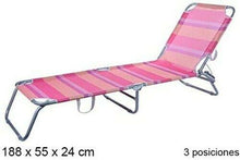 Cargar imagen en el visor de la galería, Tumbona Plegable 3 Posiciones textilene, 188x55x24 cm (Rayas Colores)
