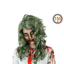Cargar imagen en el visor de la galería, Peluca Gris Verdoso Cabellos Largos Ondulados 60 cm Halloween Carnaval Accesorio