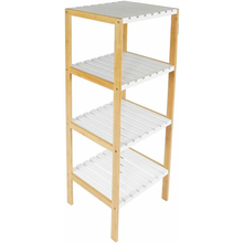 Cargar imagen en el visor de la galería, Mueble de Baño Estanteria Bambú y Madera -3 o 4 Baldas - Estanteria Baño (Blanco-Natural)