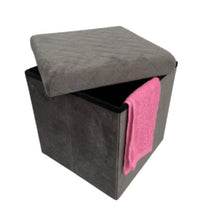 Cargar imagen en el visor de la galería, Púff Taburete de Almacenamiento Plegable Asiento de Almacenaje Cubo Otomano Reposapié