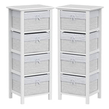 Cargar imagen en el visor de la galería, Mueble cajonera 4 cajones - Aspecto mimbre - Color BLANCO