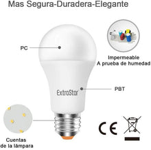 Cargar imagen en el visor de la galería, Pack 6 Bombillas LED 12W E27 800 lúmenes Casquillo Gordo, Luz Cálida, Frio