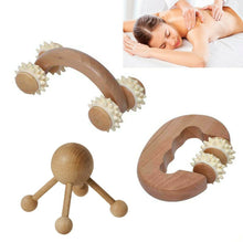 Cargar imagen en el visor de la galería, Masajedor corporal de madera natural cuello espalda manos araña rodillo y pulpo