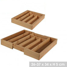 Cargar imagen en el visor de la galería, Organizador Cubiertos, Cubertero Bambú, Portacubiertos Extensible 26-37x34xh5 Cm