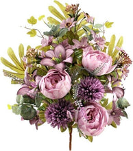 Cargar imagen en el visor de la galería, Ramo de Flores Peonia Artificiales Cementerio Mesa Decoración Boda 14 tenedores