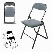 Cargar imagen en el visor de la galería, Silla Plegable Gris PVC Asiento Acolchado