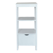 Cargar imagen en el visor de la galería, Mueble de Baño con 1 Cajon Bajo + 3 Estantes (2 compartimentos) de Madera Pino Natural Blanco Para