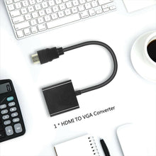 Cargar imagen en el visor de la galería, Convertidor de Señal Activo Video HDMI Digital a VGA Analogico Audio 3,5mm Negro
