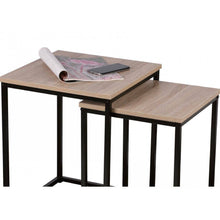 Cargar imagen en el visor de la galería, Juego de 2 Mesas Auxiliares Nido Cuatrados de Madera Diseño Intustrial de Salón