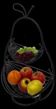 Cargar imagen en el visor de la galería, Frutero con 2 cestas pera negro industrial de metal de 35x27x51 cm