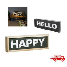 Cargar imagen en el visor de la galería, CARTEL HAPPY y HELLO LED MADERA DECORA HOGAR