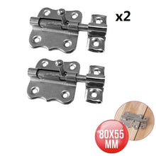 Cargar imagen en el visor de la galería, 2 x Pasadores Cerrojos Acero Inoxedable Clasico Sencillo 80x55 mm Cromado