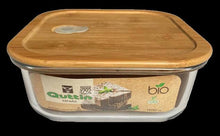 Cargar imagen en el visor de la galería, Fiambrera de Cristal con Tapa de Bambú Rectangular Cuadrada redonda