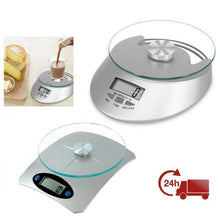 Cargar imagen en el visor de la galería, Báscula Digital de Cocina, 1g - 5 kg Superficie de Vidrio Templado tara con hora