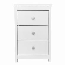 Cargar imagen en el visor de la galería, Mueble Auxiliar Cajonera Ancha de Madera de Pino Natural Color Blanco Nieve, Mesillas de noche,