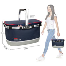 Cargar imagen en el visor de la galería, Bolsa térmica porta alimentos Cesta Pegable con asas 30L Bolsa Isotérmica para picnic, playa, camping, barbacoa, Nevera portátil pequeña Camping Comida y Bebida