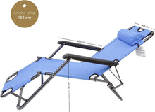 Cargar imagen en el visor de la galería, Silla Tumbona Plegable 79 x 46,5 x 153 cm Hamaca Regulable Multiposiciones de Metal - Ideal para