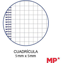 Cargar imagen en el visor de la galería, Cuaderno libreta Cervantes espiral forrado tapa extradura 120 hoja microperforadas A4 cuadrícula 5X5 MM