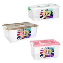 Cargar imagen en el visor de la galería, Caja de plástico almacenaje Contenedor con Asa Natural 12l