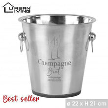 Cargar imagen en el visor de la galería, Cubitera de champán vino con asas Acero Inoxidable 20.5x22CM, Champanera para BAR, Restaurante, Pub y Hogar Uso