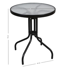 Cargar imagen en el visor de la galería, Mesa Redonda de Metal con Base de Cristal - Mesa para Jardín, Terraza, Patio o Balcón - Alto. 70 cm x Diámetro 60 cm